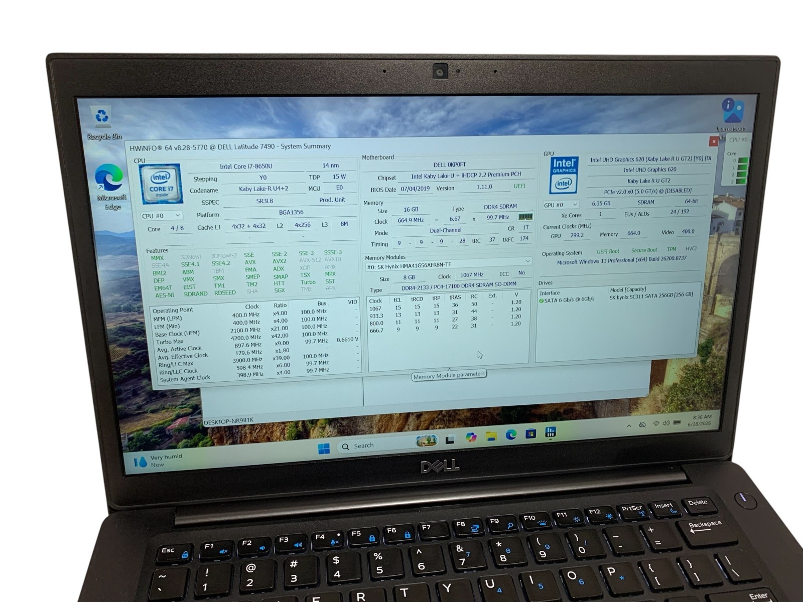 Dell Latitude 7490 Core i7-8650u 1.90GHz 256GB SSD 16GB RAM Win11 Pro Laptop