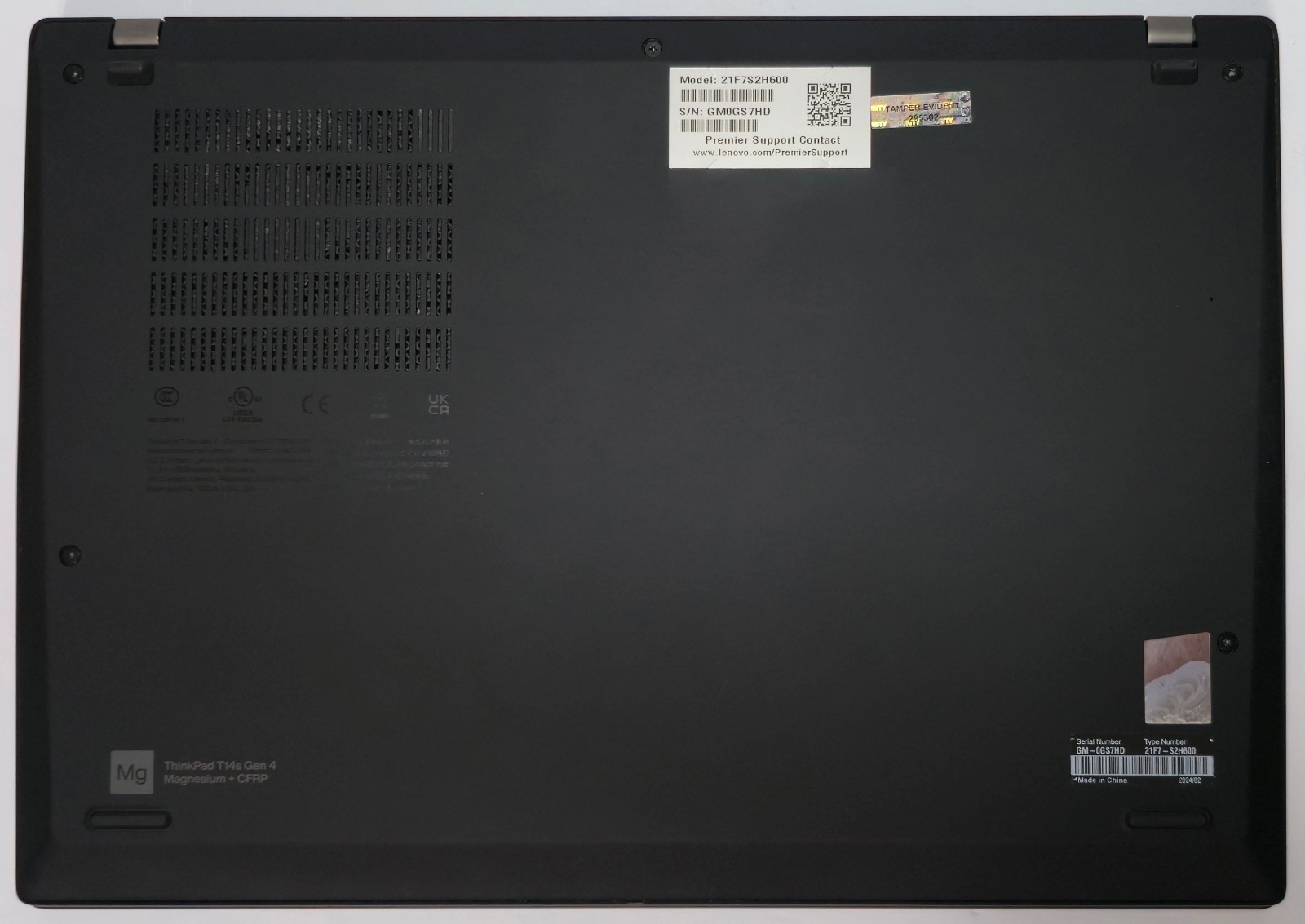 Lenovo ThinkPad T14s Gen 4 i5-1345U 1.60GHz 16GB RAM 512GB NVMe 100t +Charger