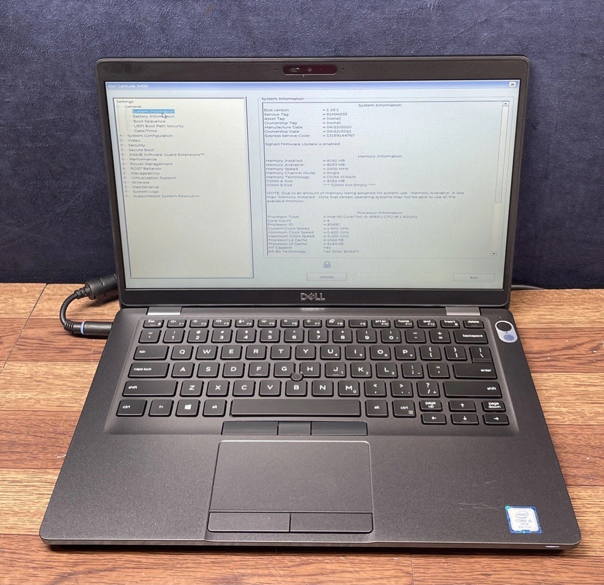 Dell Latitude 5400 14 in Core i5-8365U 1.60 GHz 8GB RAM 256GB SSD