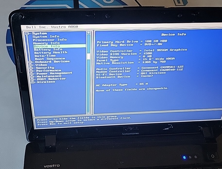 Dell Vostro A860 15.6″ Intel Celeron 2.13GHz 1GB RAM 160GB HDD w/ AC *No OS