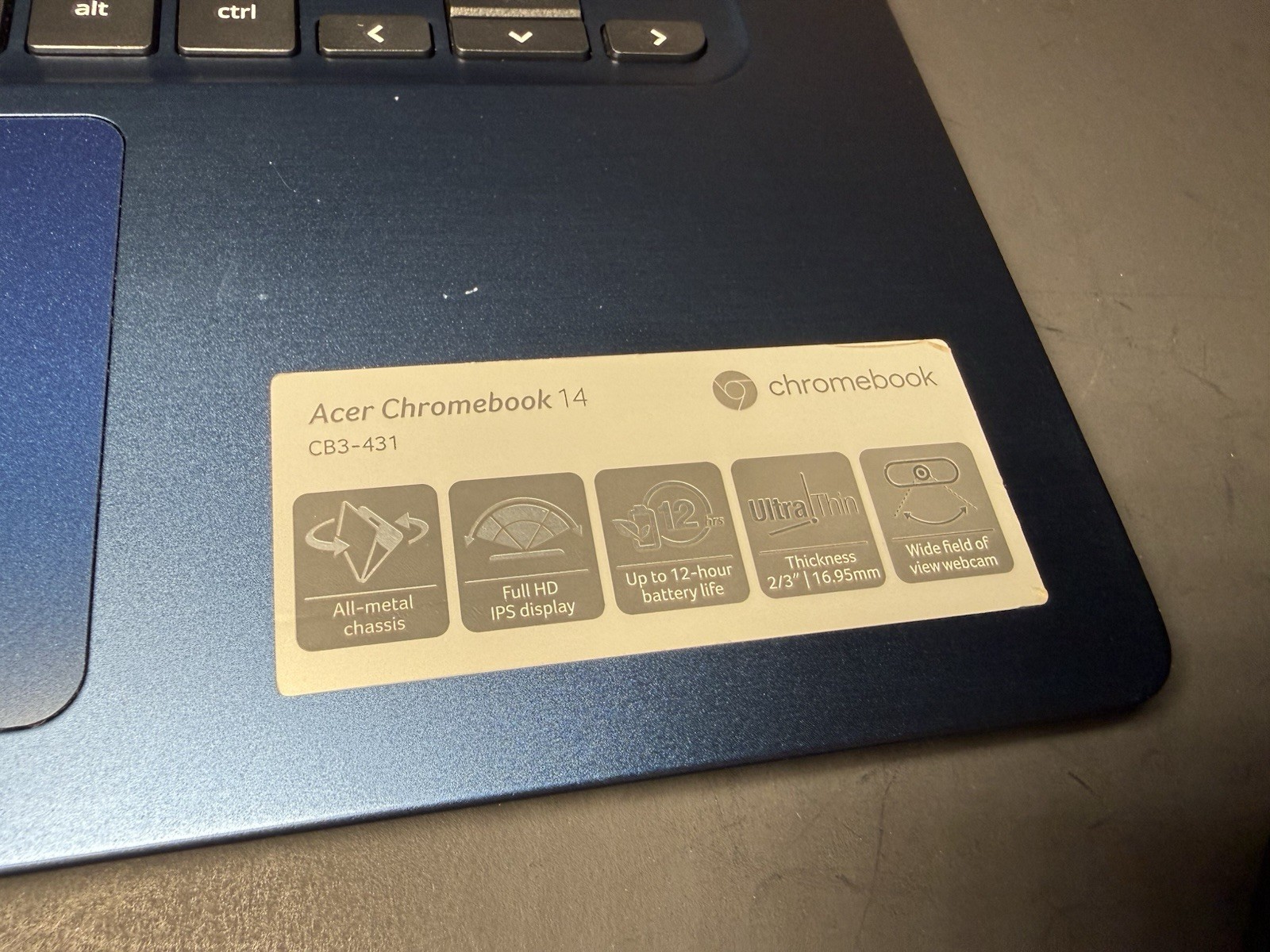 Acer Chromebook 14 CB3-431 Laptop 4 GB RAM 32 GB eMMC Blue W/ Case TESTED RESET