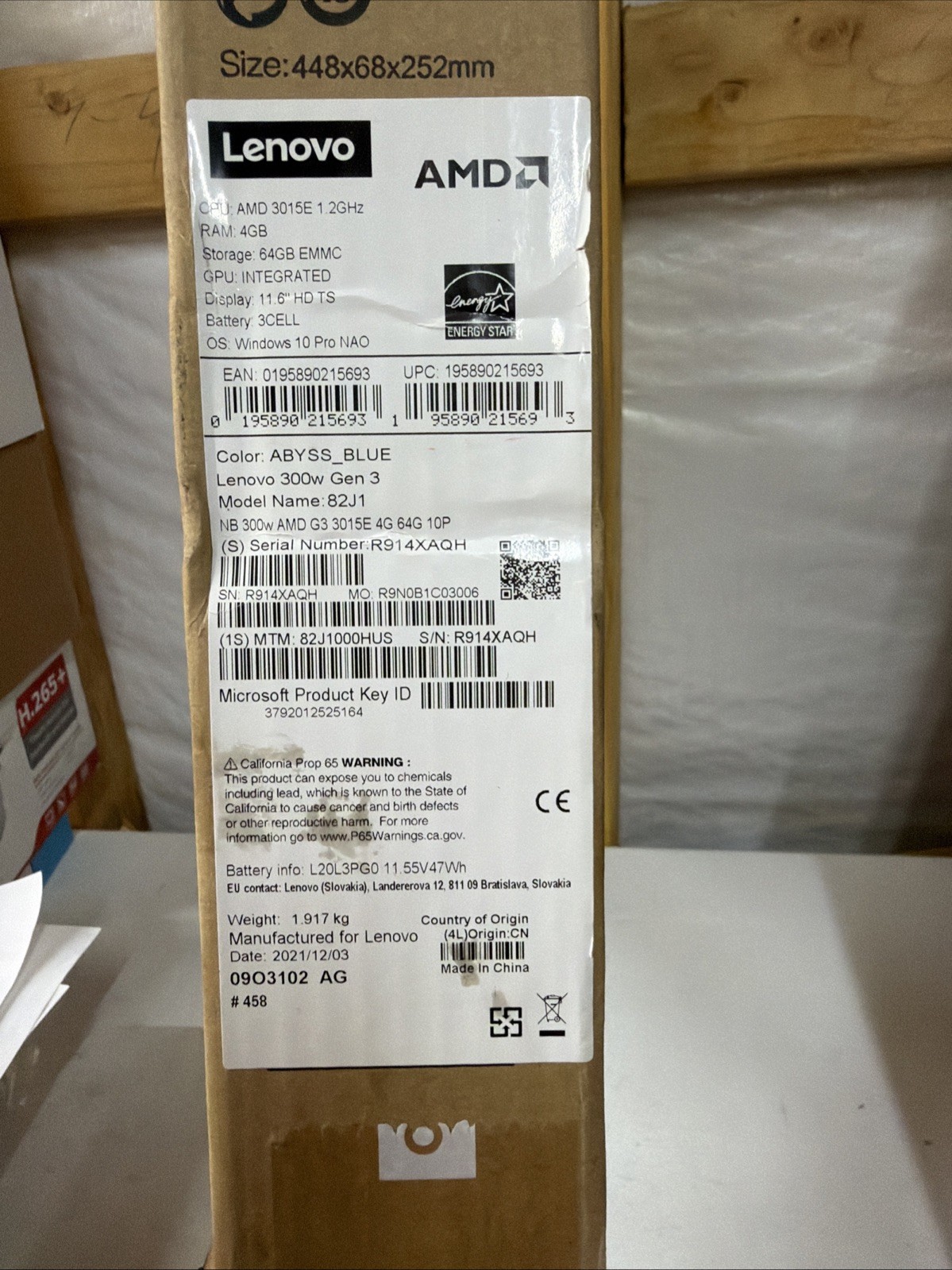 Lenovo 300w Gen 3 AMD 3015E 4GB 64GB SSD 11.6 inch Laptop Notebook (UNTESTED!)