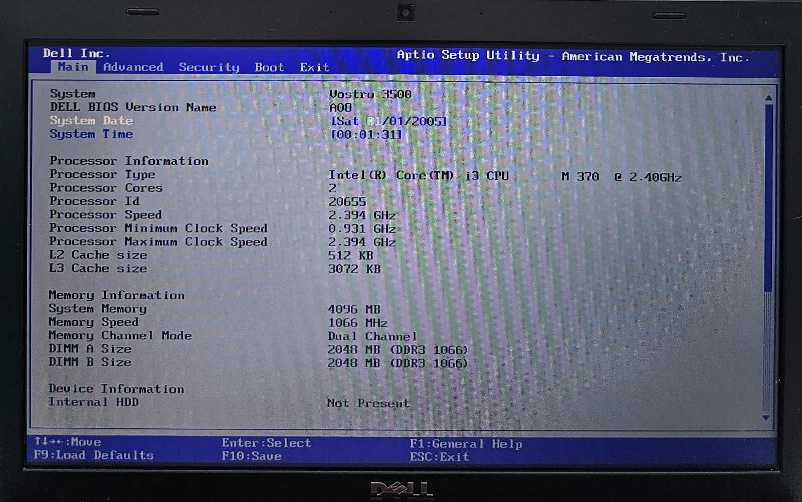 Dell Vostro 3500 15.6″ Laptop Intel Core i3-370M 4GB Ram NO HD/OS (FL)