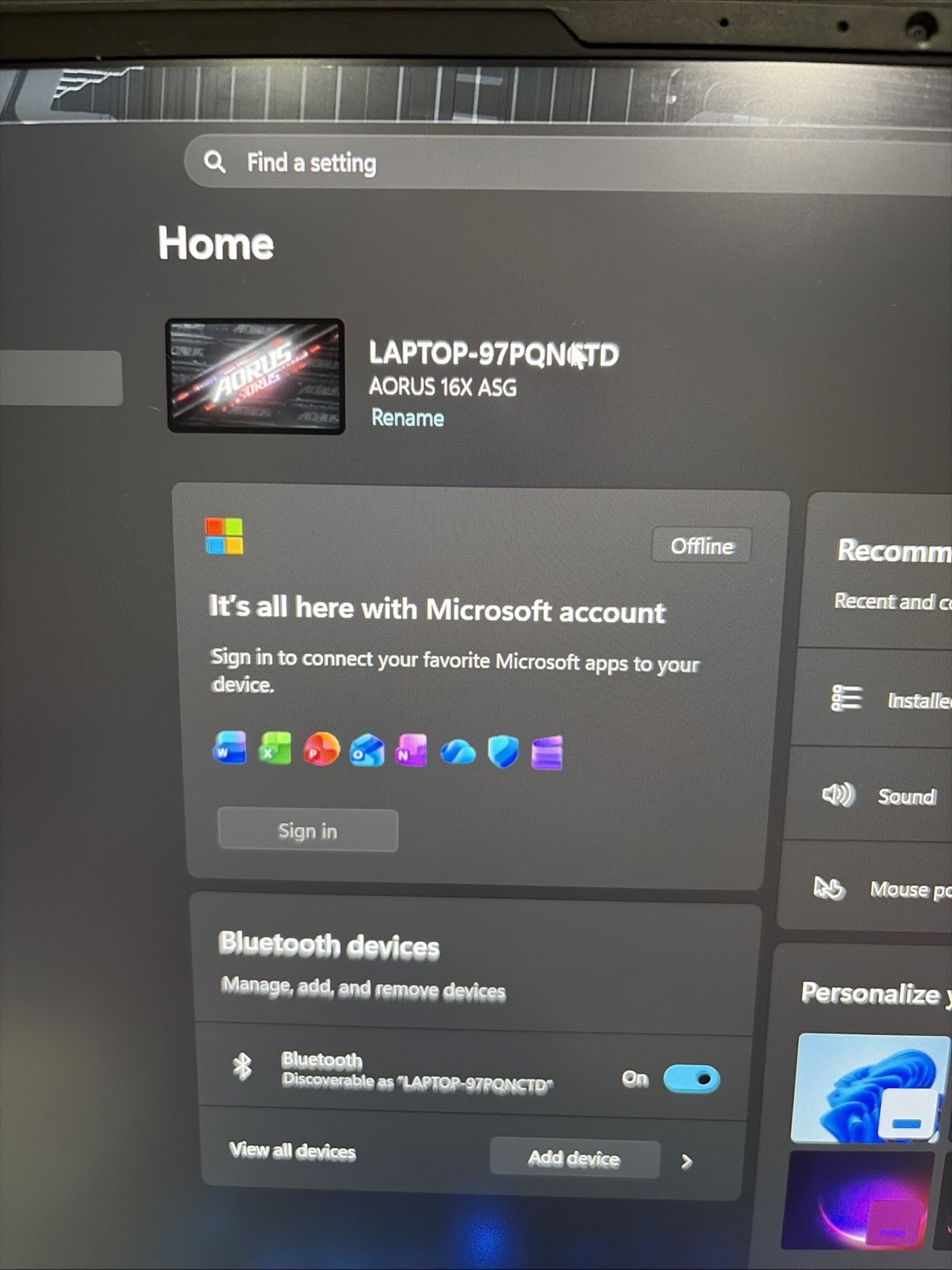 gigabyte aorus gaming laptop 16x Nvidia Rtx 4070 I7-14650HX 32GB Ram 1TB