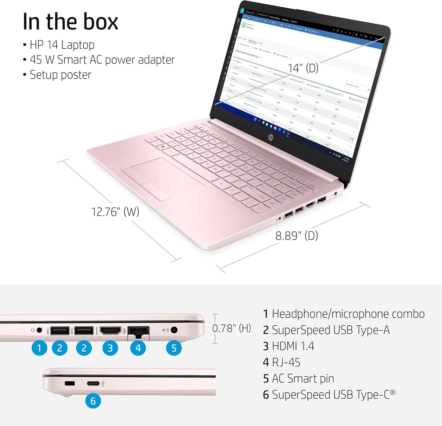 HP 2024 Newest Laptop 14″HD Intel 4-Core Up to 16GB RAM & 320GB Storage Pink