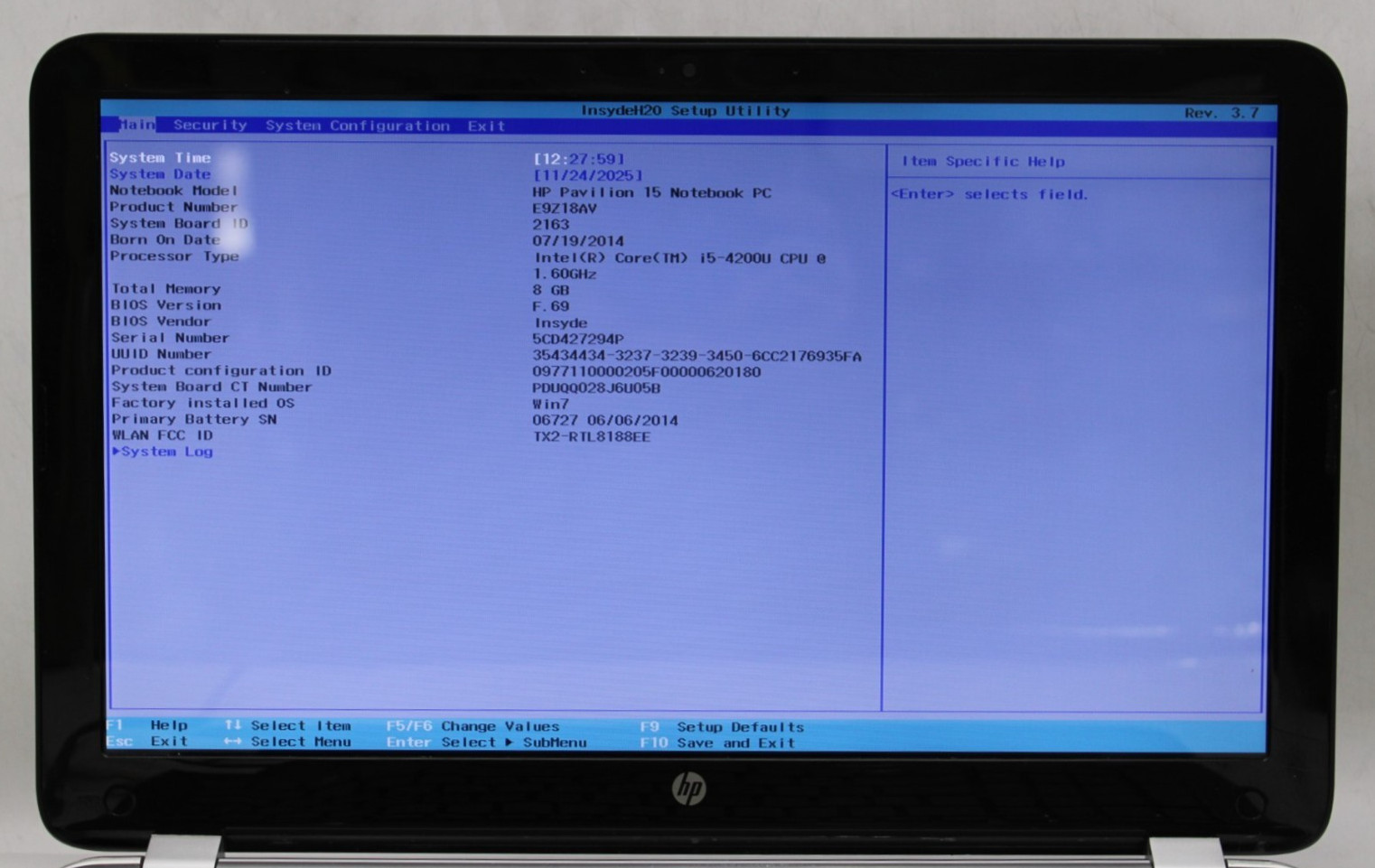 HP Pavilion 15 i5-4200U@1.6GHz 8GB DDR3 NO STORAGE OR OS *USED/TESTED*