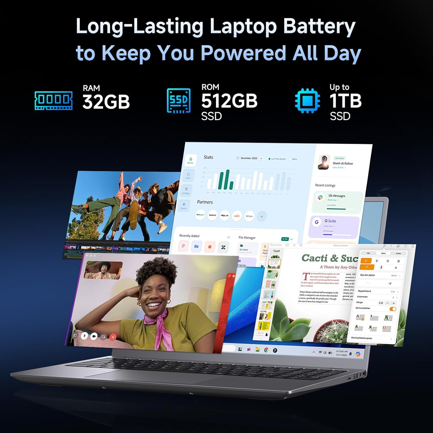 Laptop Computer, 16 GB RAM, 512 GB SSD, Pentium 6500Y Processor (Up to 3.4 Ghz),
