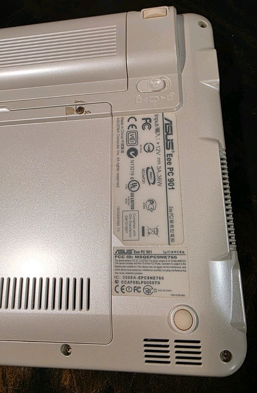 Asus EeePC 901 10” Retro Netbook Laptop Wifi Office Webcam SSD Linux WORKING