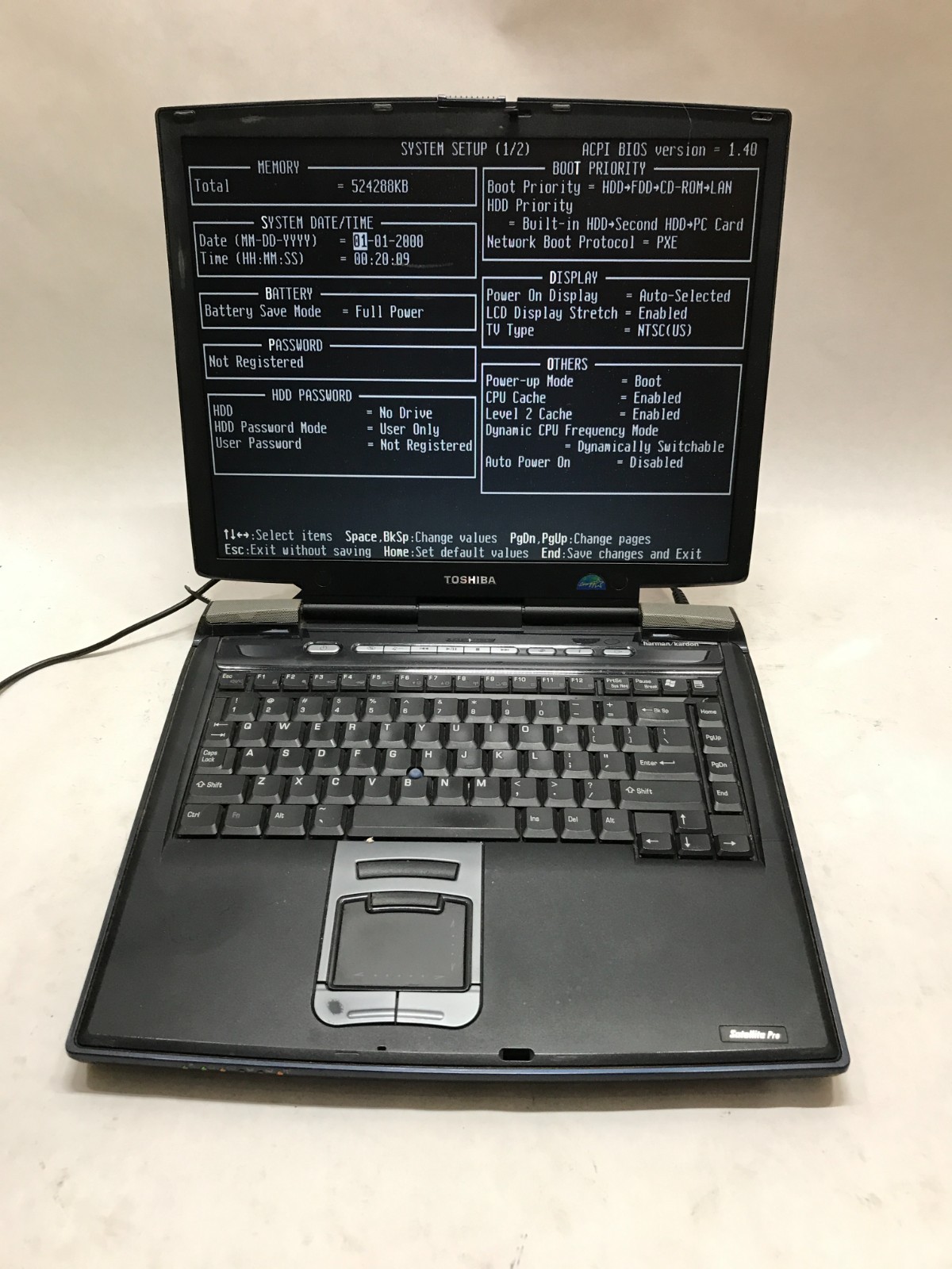 Toshiba M15-S405 15″ Laptop Intel Centrino 512MB RAM NO HDD/OS Boots To BIOS -DW