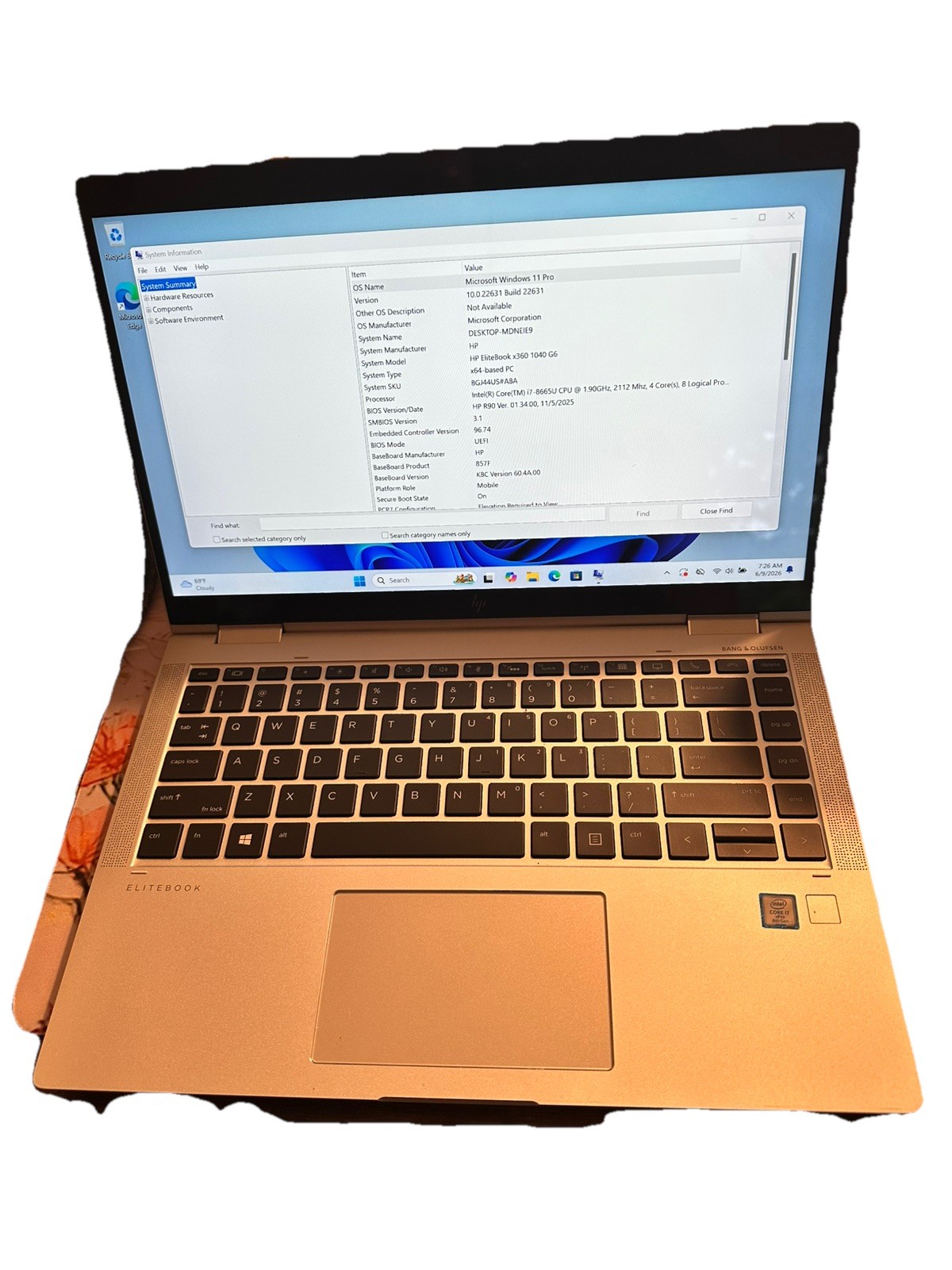 HP EliteBook x360 1040 G6 i7-8665U 1.9GHz 16GB 256GB SSD 14″ TS widows 11