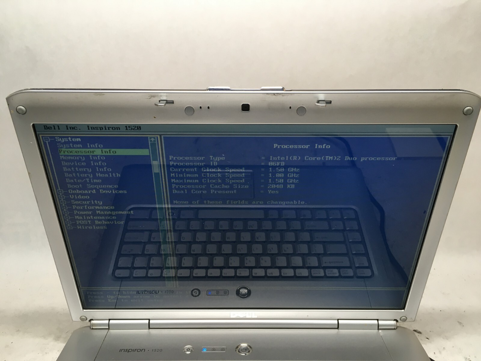 Dell Inspiron 1520 15″ (AS IS) Intel Core 2 Duo @ 1.5 GHz – JZ