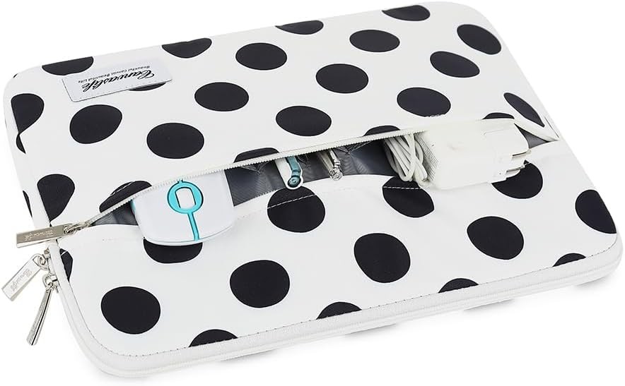 Waterproof Laptop Sleeve 14 Inch Laptop Case Bag with Front Pocket, Black Dot