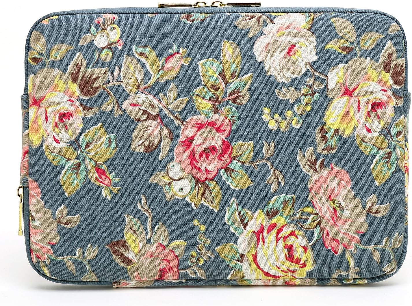 Water-Resistant Canvas 14.1 Inch Laptop Sleeve – Blue Water Hyacinth Design