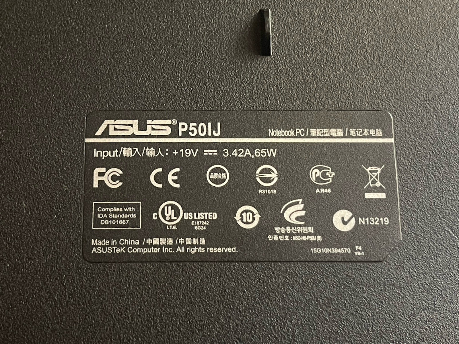 Asus Laptop P50IJ Notebook PC – Works – No HDD – 15.6 Inch Widescreen Display
