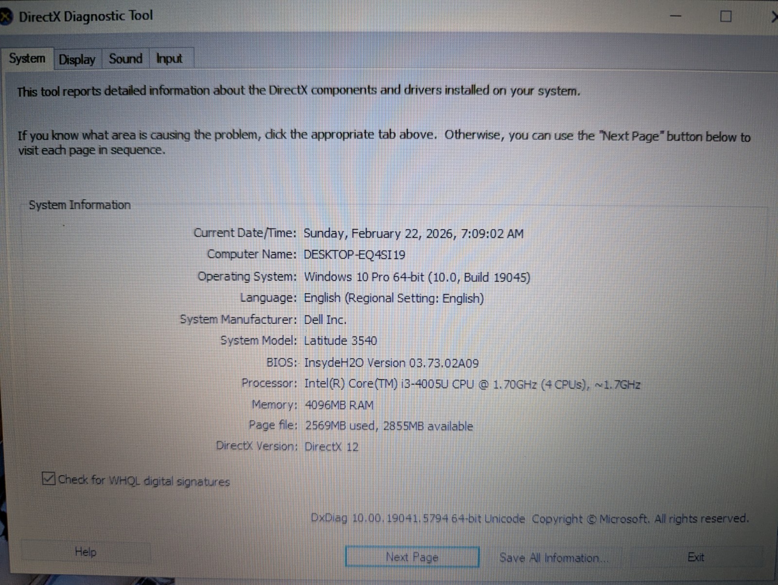 Dell Latitude 3540 i3-4005U 1.7GHz 4GB RAM 500G HDD Win10 w/ Cord