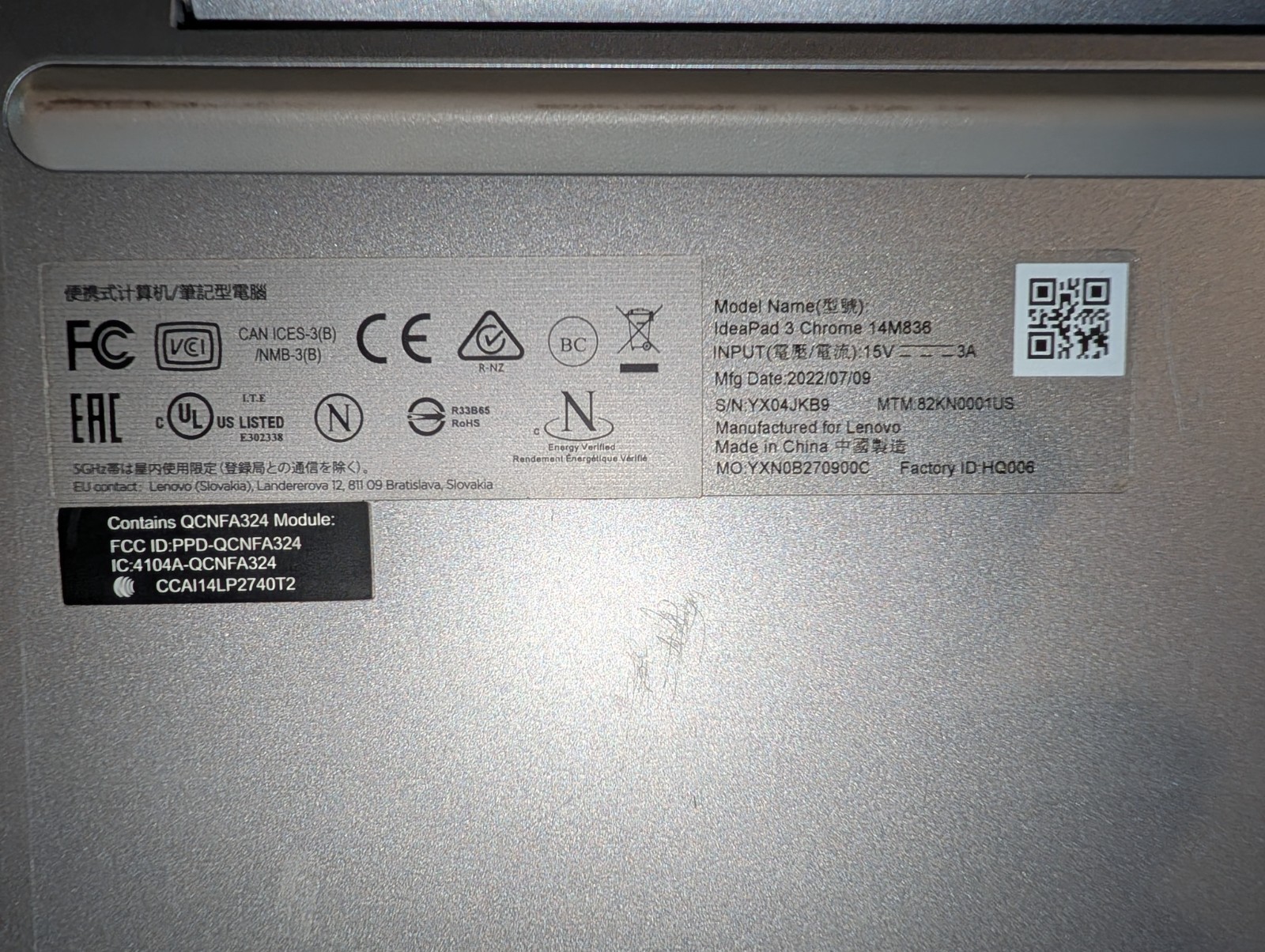 Lenovo IdeaPad 3 14M836 14″ Chromebook MT8183 4GB 64GB Chrome OS 82KN0001US
