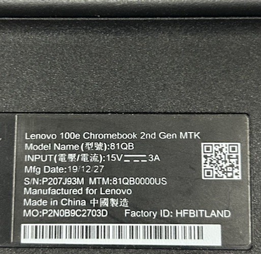 Lenovo 100e Chromebook 2nd Gen MTK 11.6″ 32GB Pre-owned Back To Factory Settings