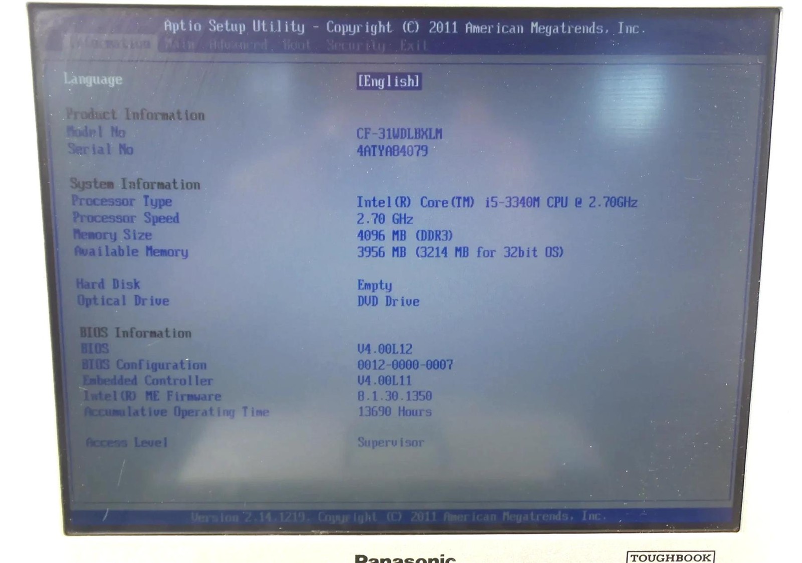 Lot of 6 Panasonic Toughbook CF-31 Core i5-3340M 2.7GHz 4GB – No HDD