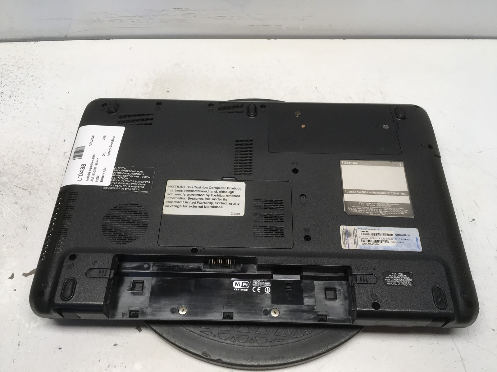 Toshiba Satellite C655 AMD E-350 1.6GHz 3 GB NO HDD NO BATT – READ