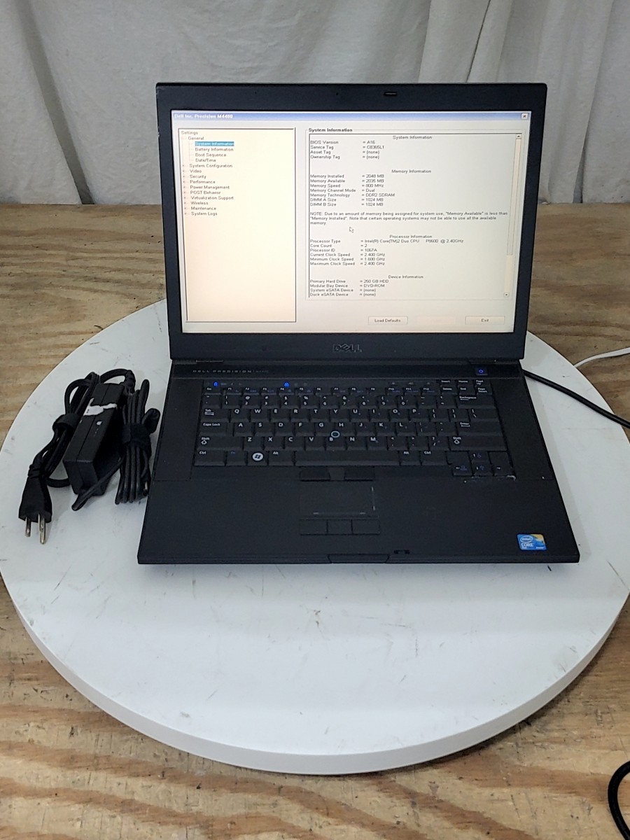 DELL PRECISION M4400 Laptop Intel CORE2 DUO P8600 2GB 250GB SEE NOTES