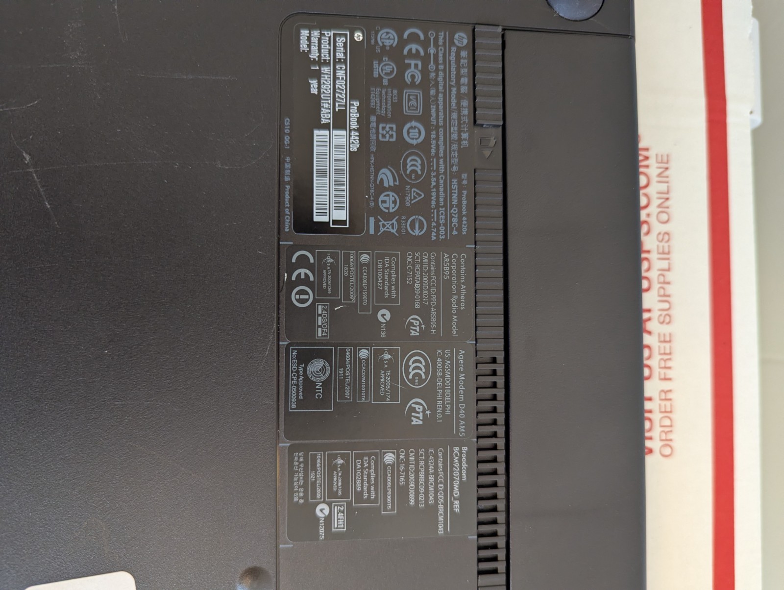 HP Probook 4420s MS Windows XP