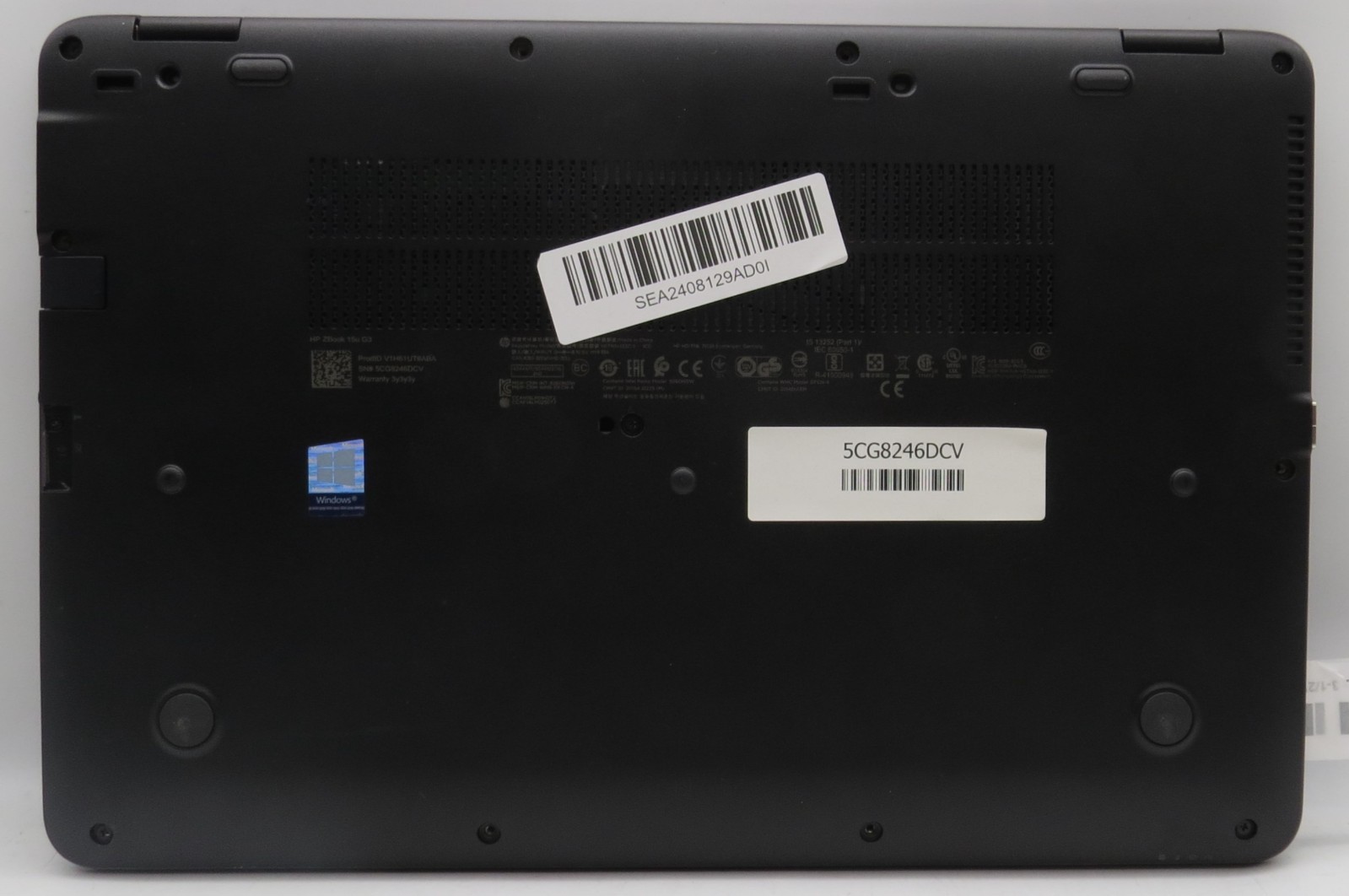 HP ZBook 15u G3 | 15.6″ | i7-6500U @2.50GHz | 8GB RAM | 480GB SSD | No OS
