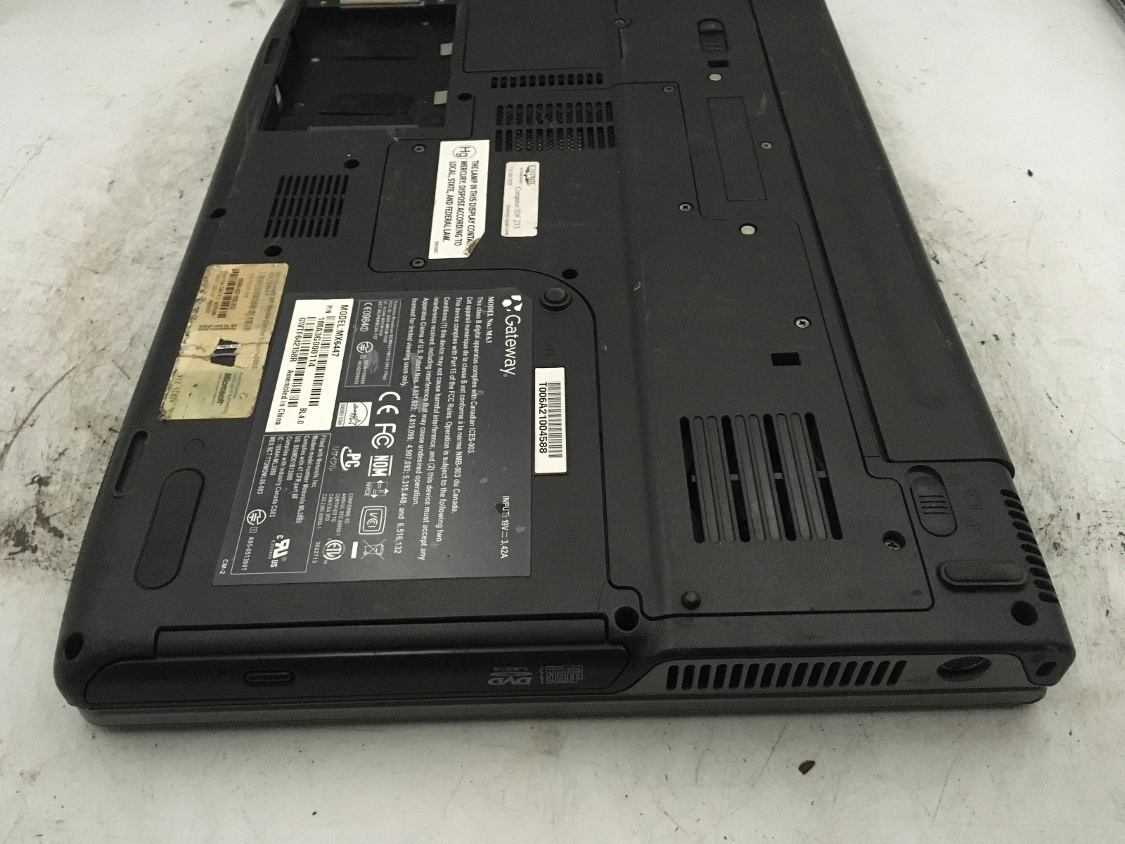 GATEWAY MA3 MX6447 – FOR PARTS/NO POWER – AMD TURION MOBILE – 1GB RAM – READ -BB