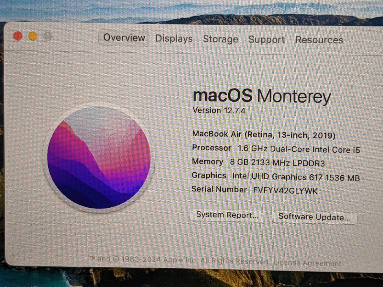 Apple MacBook Air 13″A2179 (2019) i5-8210Y 1.6Gh 8GB 256GB OS Monterey MVFH2LL/A