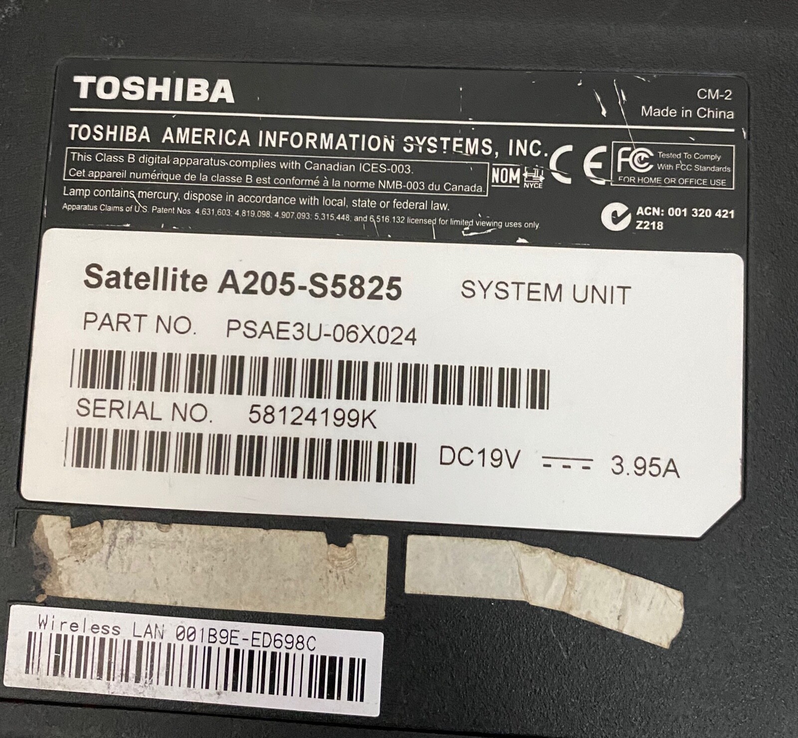 Toshiba Satellite A205 Laptop_Intel Pentium T2370 @ 1.73 GHz_2GB RAM_120GB HDD.