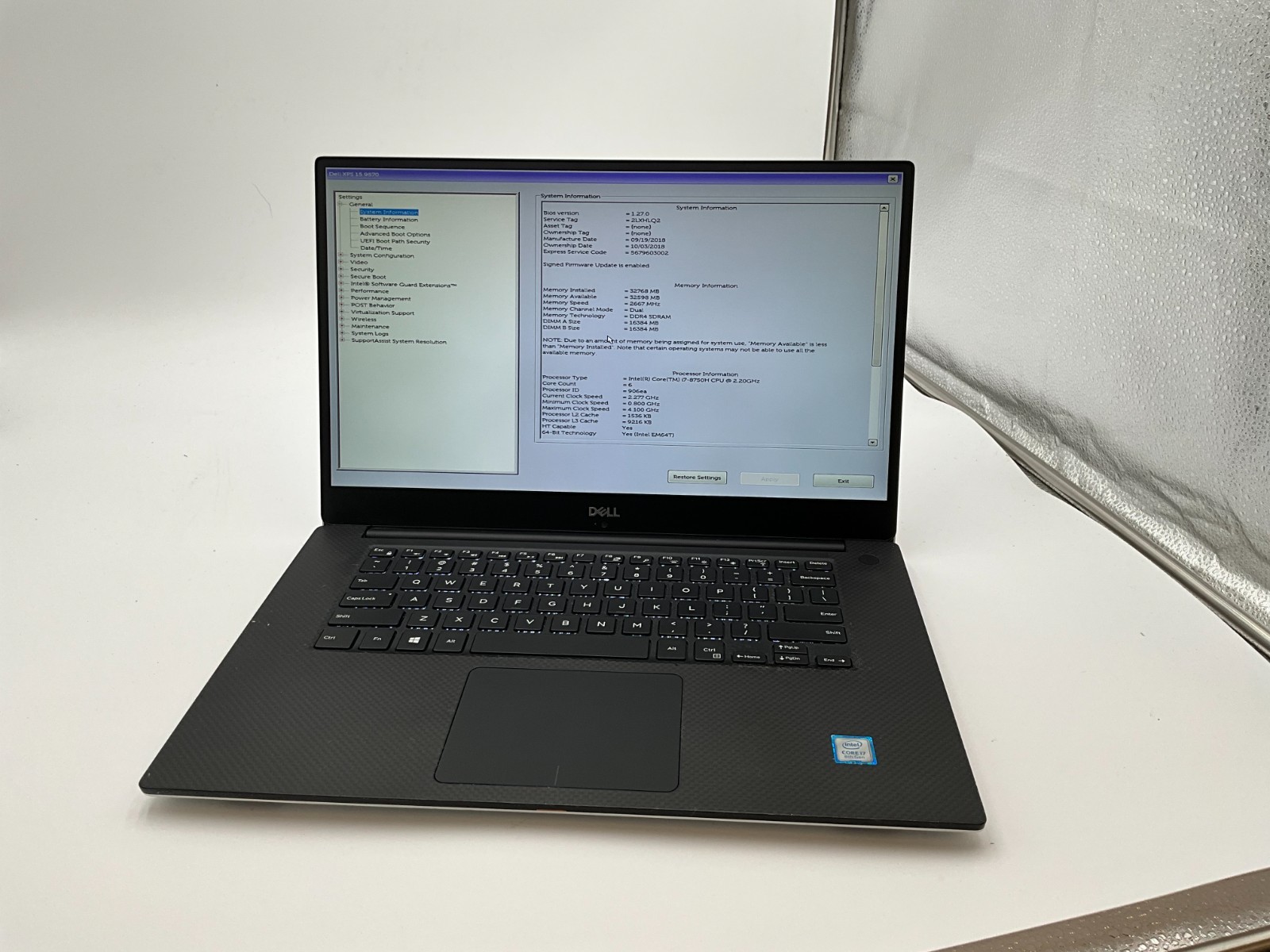 DELL XPS 15 9570 i7-8750H 32GB 1tb NVME GTX 1050TI LAPTOP 2LXHLQ2 *read*