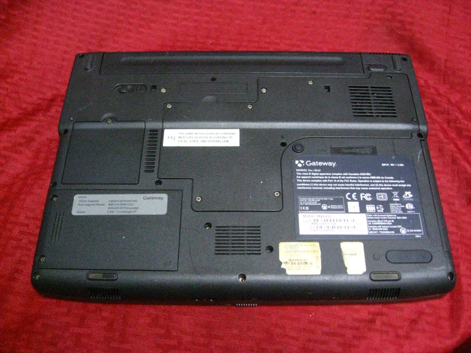 Vintage Windows XP Gateway MX6433 MA3 AMD Turion 64 Mobile 797MHz 2GB Memory