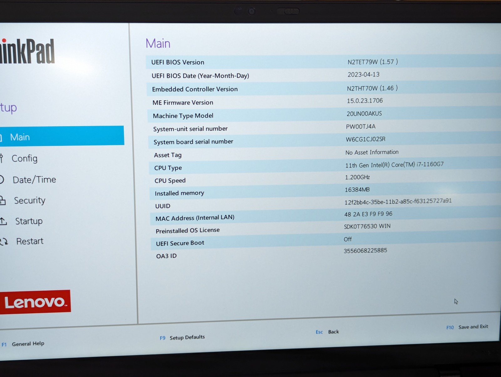 Lenovo Thinkpad X1 Nano Gen 1 i7 1.20GHz 16GB RAM 256GB SSD Grade D