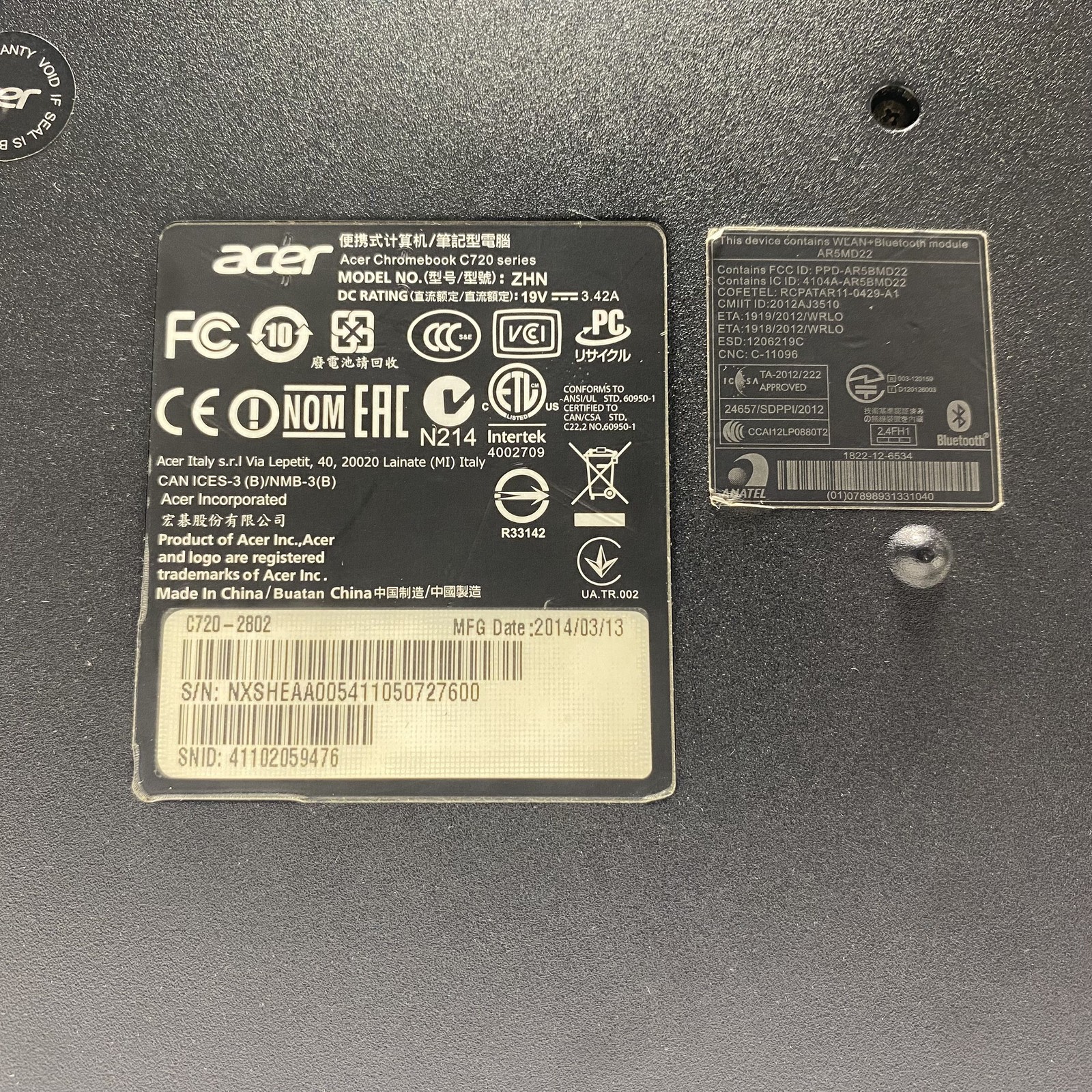 Acer Chromebook C720 11.6″ Intel Celeron 16GB SSD Chrome OS Factory Reset
