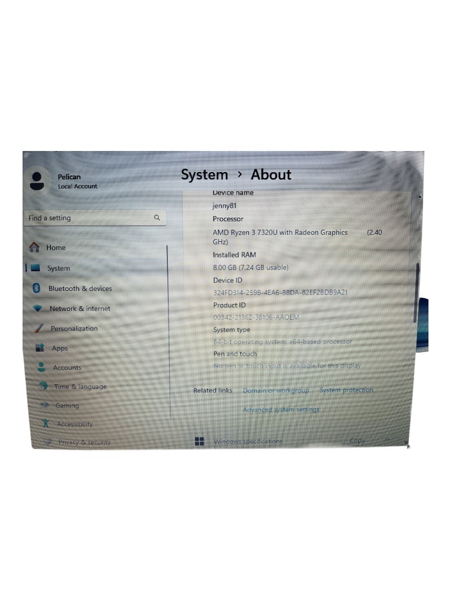 HP 255 G10 LAPTOP RYZEN 3 7320U 8GB RAM 256GB SSD WIN 11 (oe) (PDS041770)