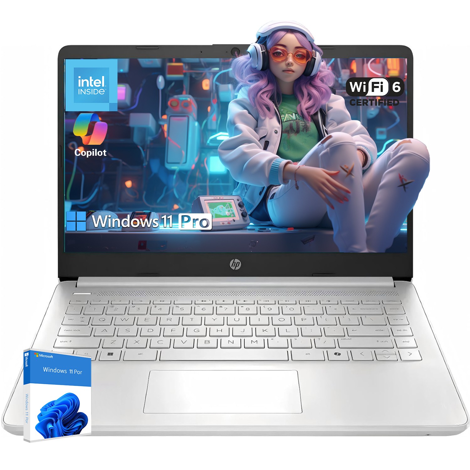 HP 14″ Student Laptop computer Intel N150 Win11Pro Up To 16GB RAM 128GB W11Pro