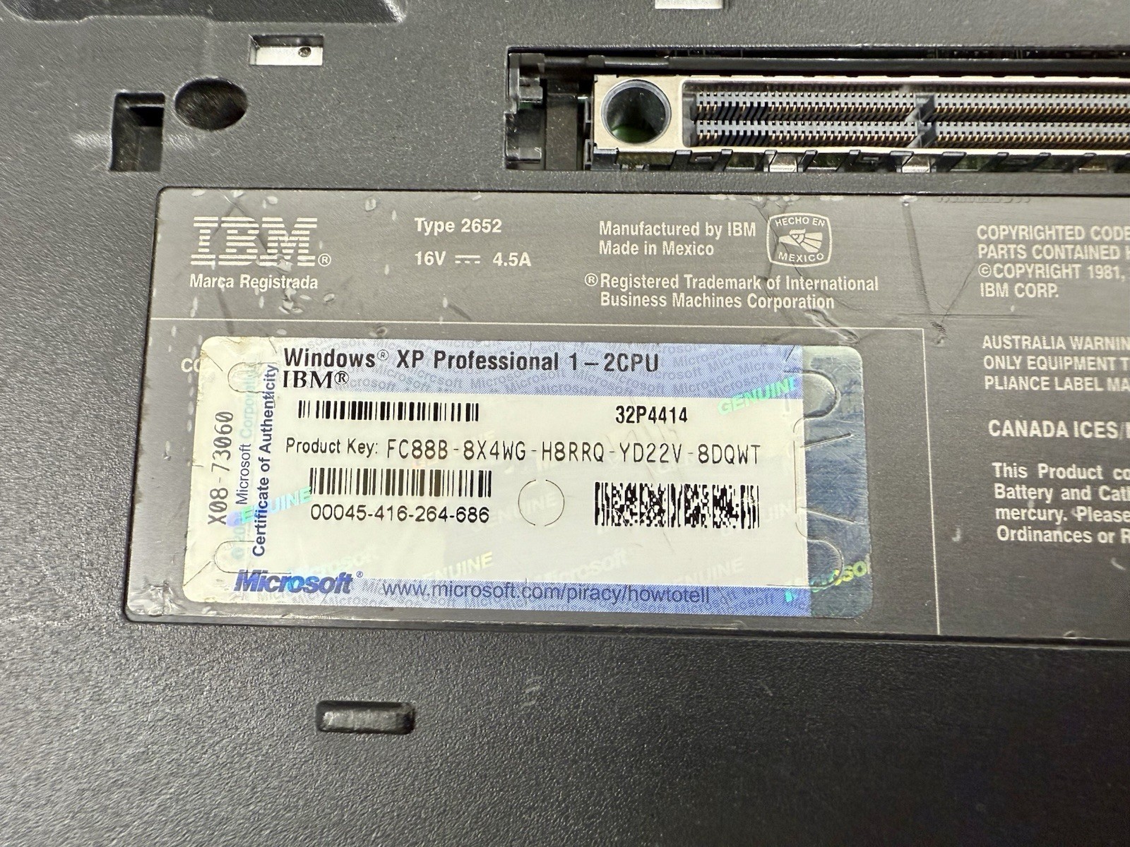 IBM Thinkpad A31 Type 2652 Laptop Intel Pentium 4, 1024 MB Ram NO HD/OS (FL)