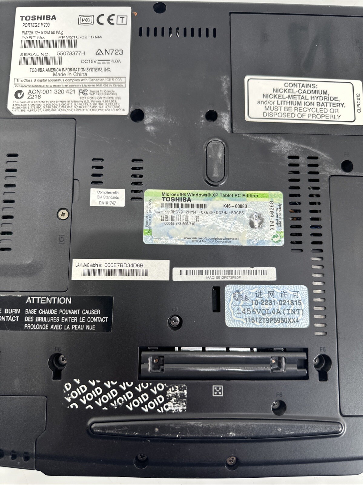 Lot Of 3). Toshiba Portege M200 Panasonic Cf-29 Elite PC A320 As Is Untested
