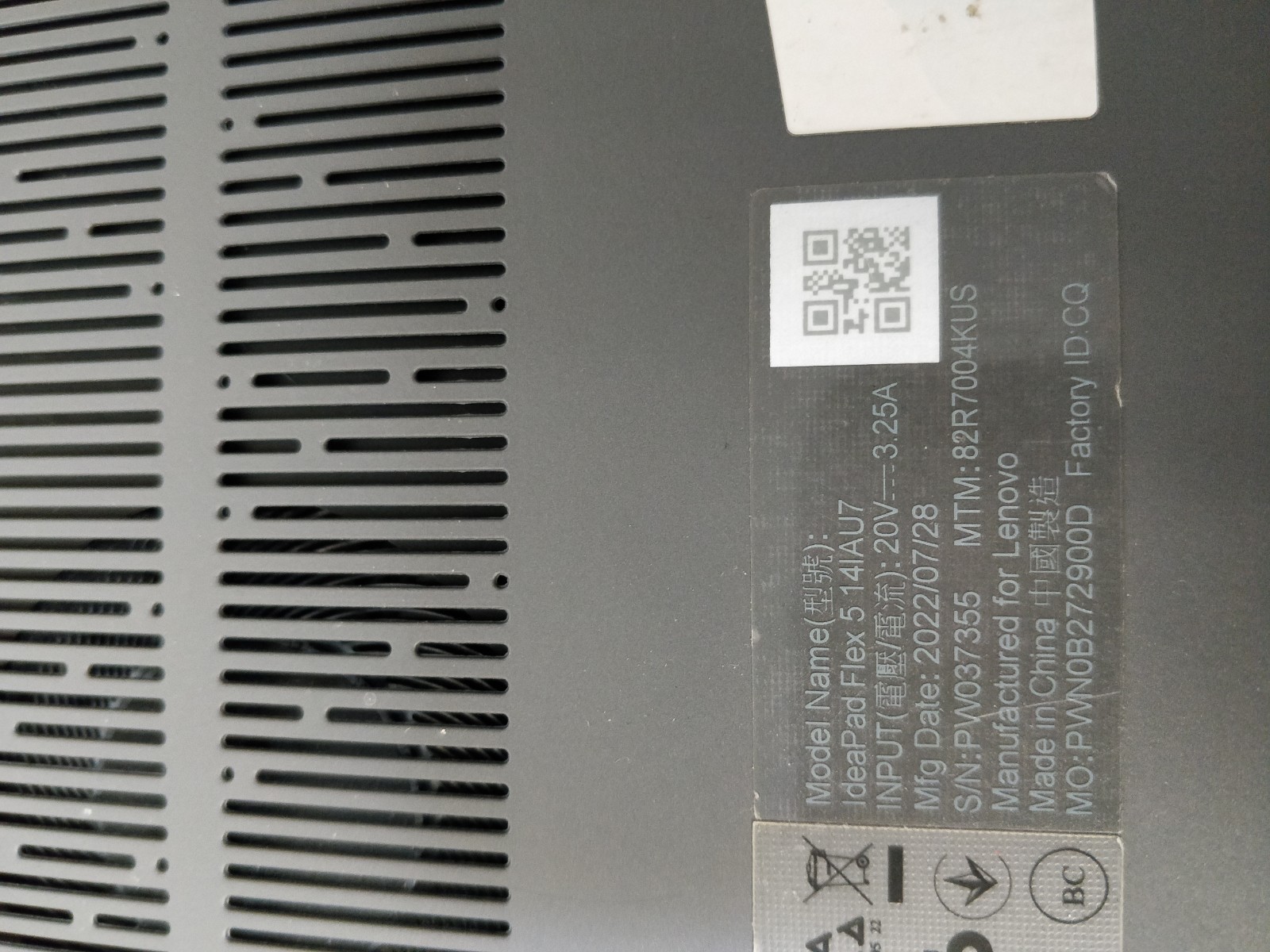 Lenovo IdeaPad Flex 5 14IAU7 INTEL CORE I5-1235U G8GB RAM NO DRIVE PARTS 8586