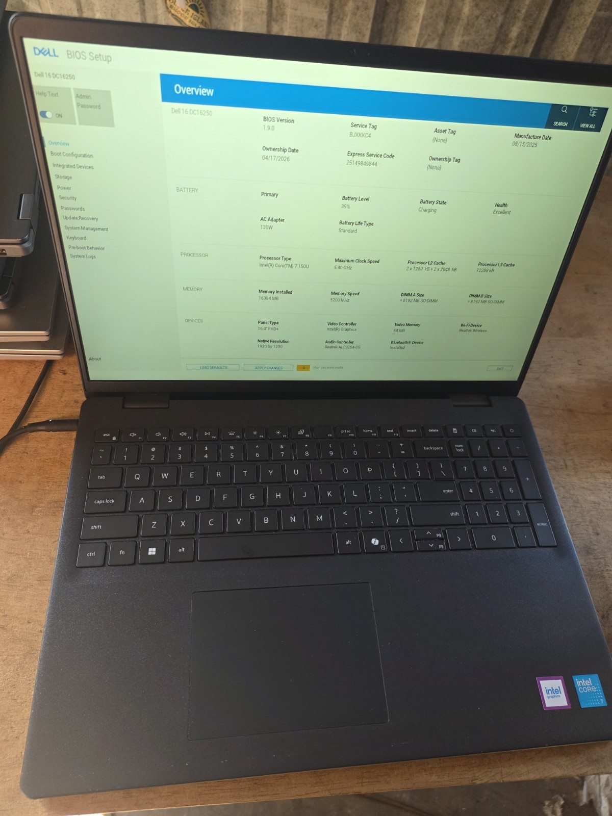 Dell Dc16250 16″ Touch Intel® Core™ 7-150U, 10 cores 1 TB SSD 16 GB DDR5 W Ac