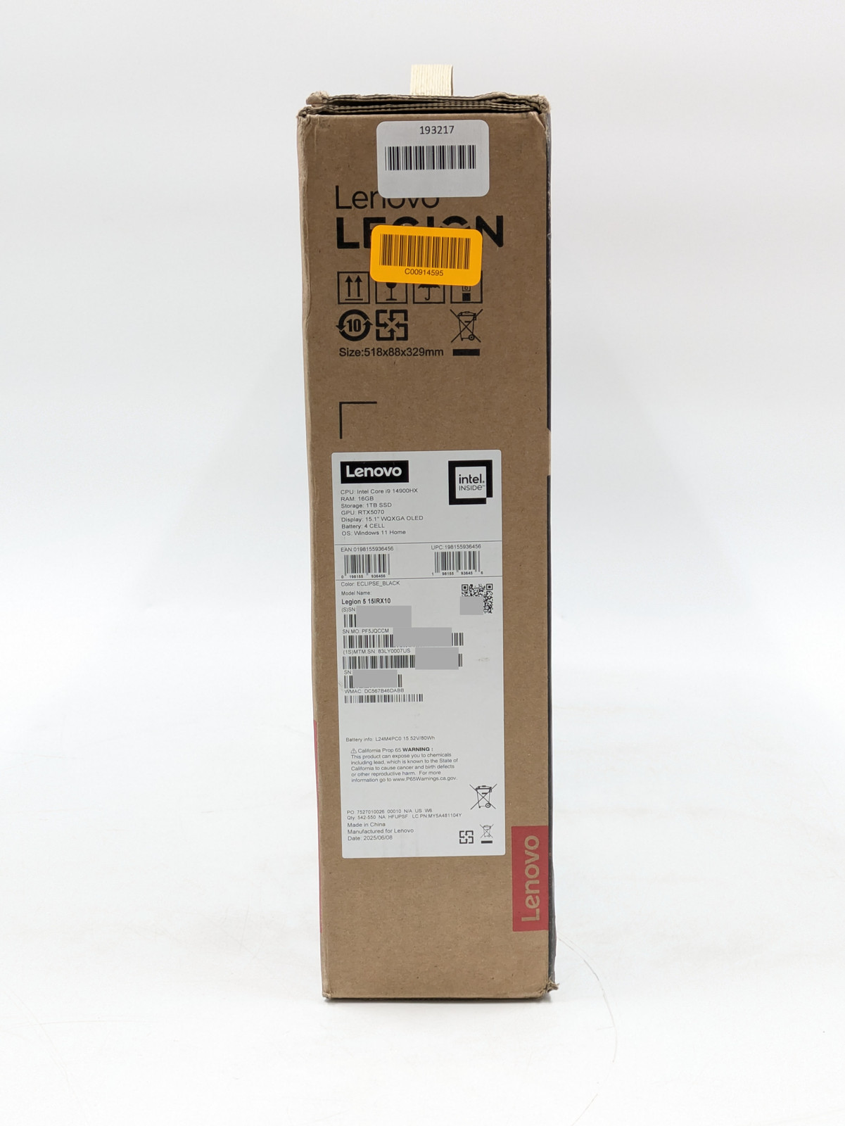 Lenovo Legion 5 15IRX10 15.1″ i9 14900HX 16GB DDR5 1TB SSD RTX 5070 Windows 11H