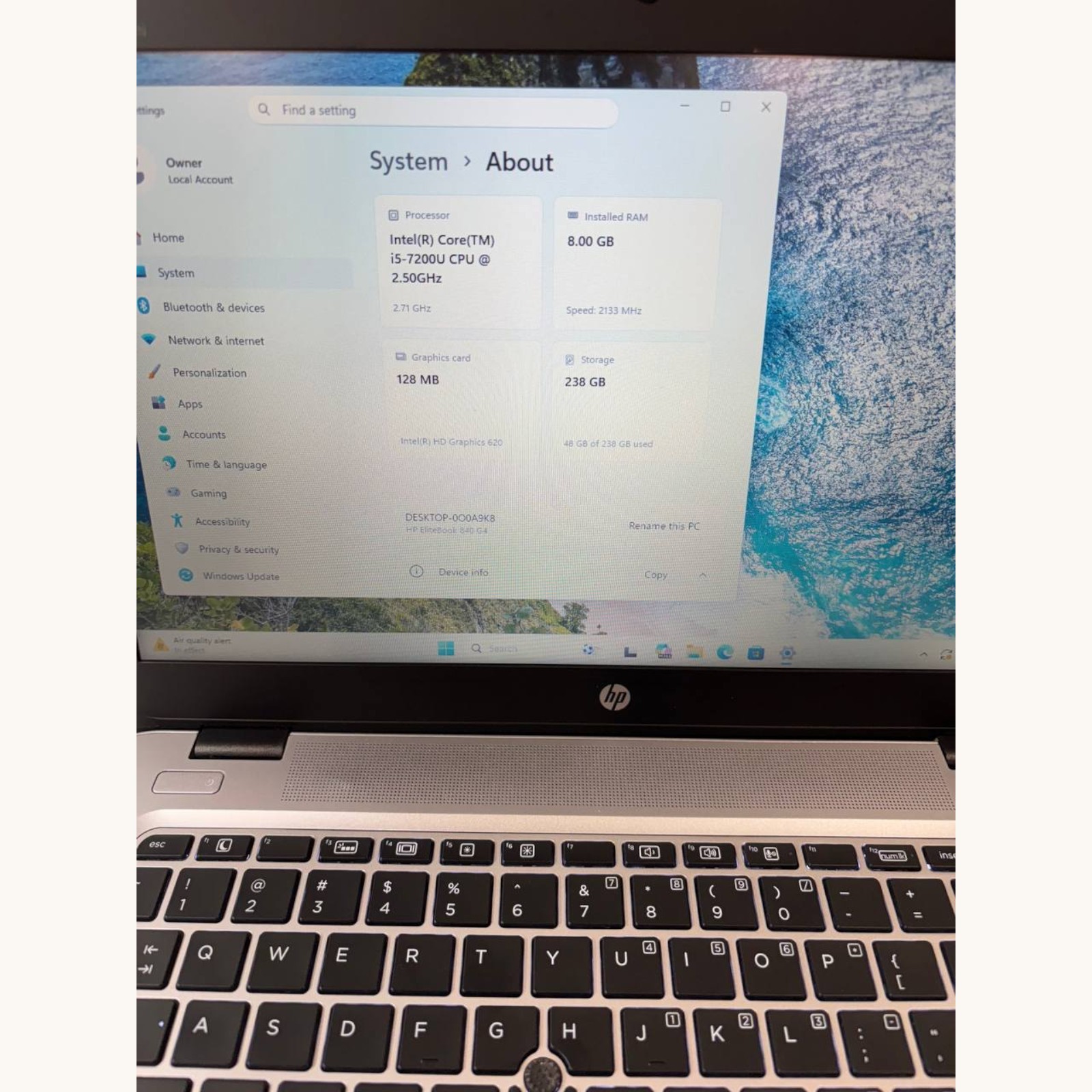 HP EliteBook 840 G4 14″ Laptop i5-7th Gen 8GB RAM 256GB SSD Windows 11 Pro #127