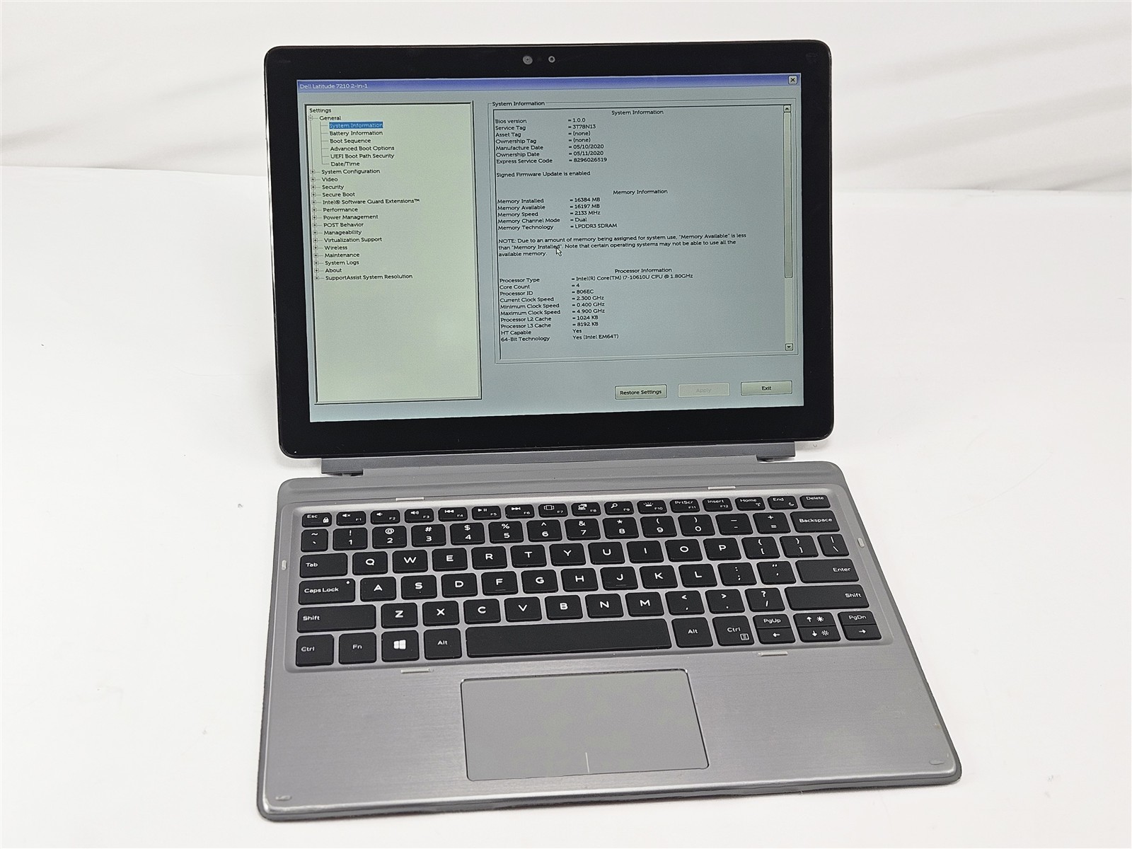 Dell 12.3″ Latitude 7210 Intel Core i7-10610U 16GB 256GB SSD Display