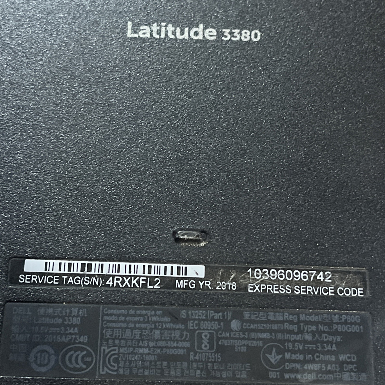 DELL LATITUDE 3380 INTEL CORE I3-6006U 2.00GHZ 8GB RAM NO HD