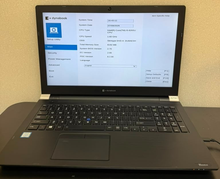 Dynabook Tecra A50-F 15.6″ i5-8265U 8GB RAM 0GB SSD No OS Used Laptop As-Is