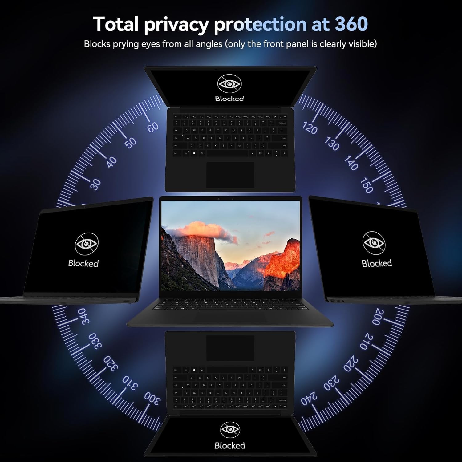 14″ Privacy Screen for Laptops 16:9, 360° Anti Glare Shield Filter for Monitors