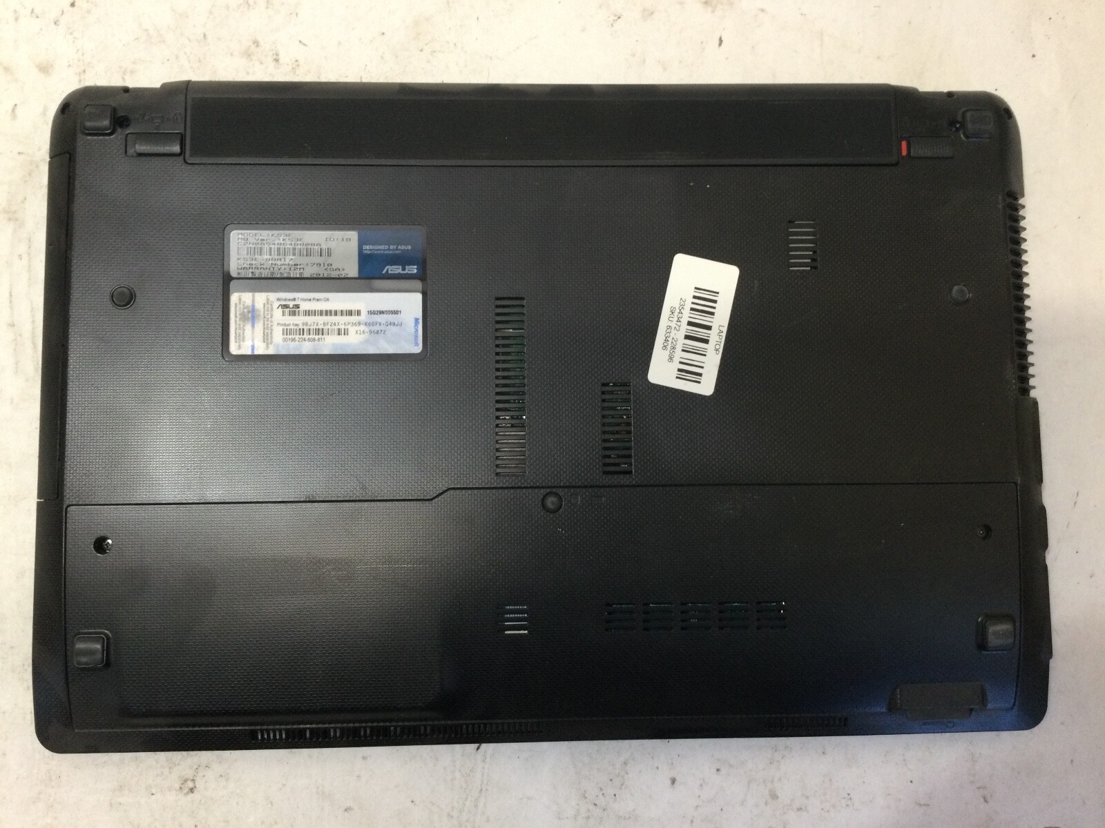 ASUS K53E – BOOTS TO BIOS – INTEL CORE I5 2450M – 4GB RAM – READ DESCRIPTION -BB