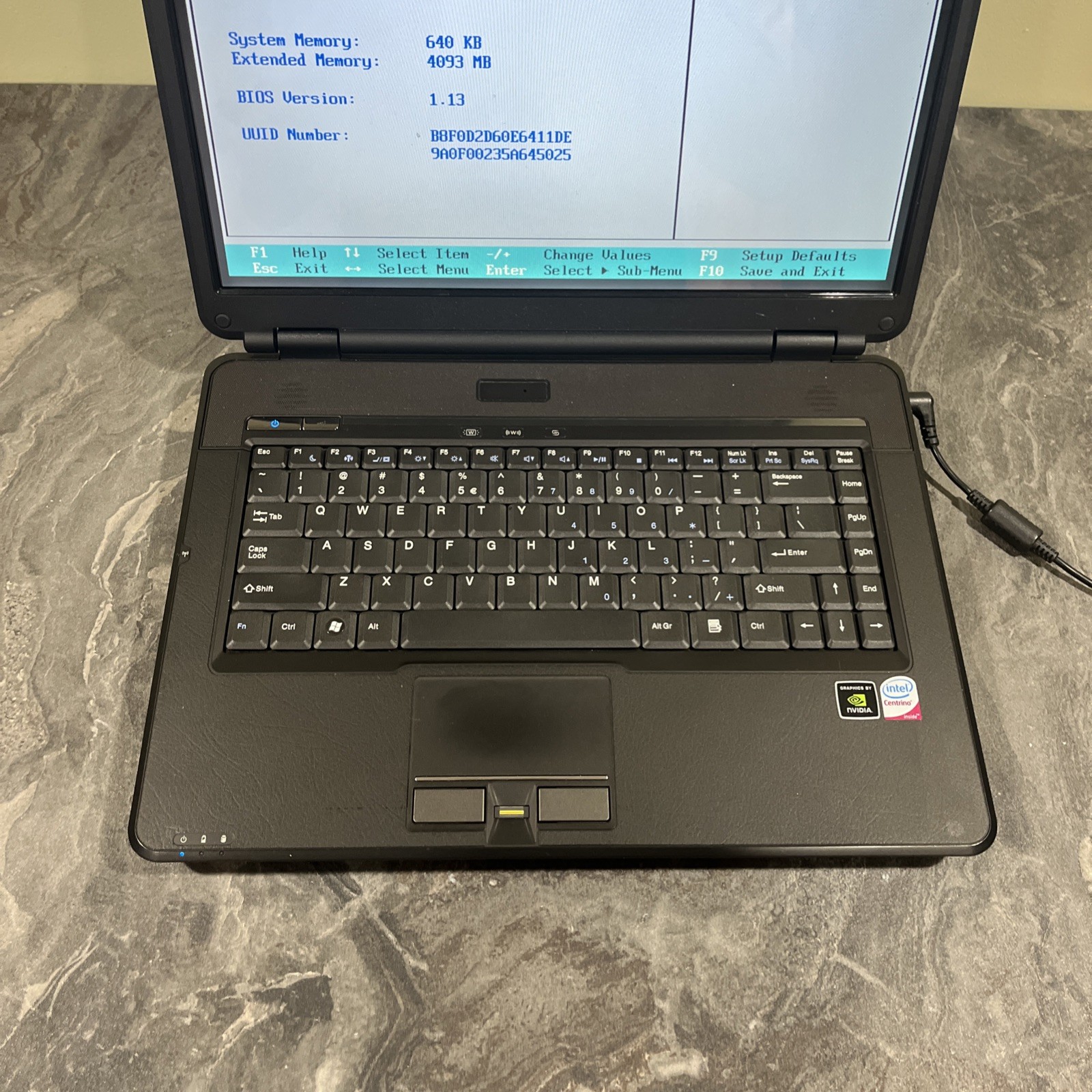 NEXLINK HL90 BOOTS TO BIOS INTEL CENTRINO 2 4GB RAM 15″ Inch Laptop No HDD