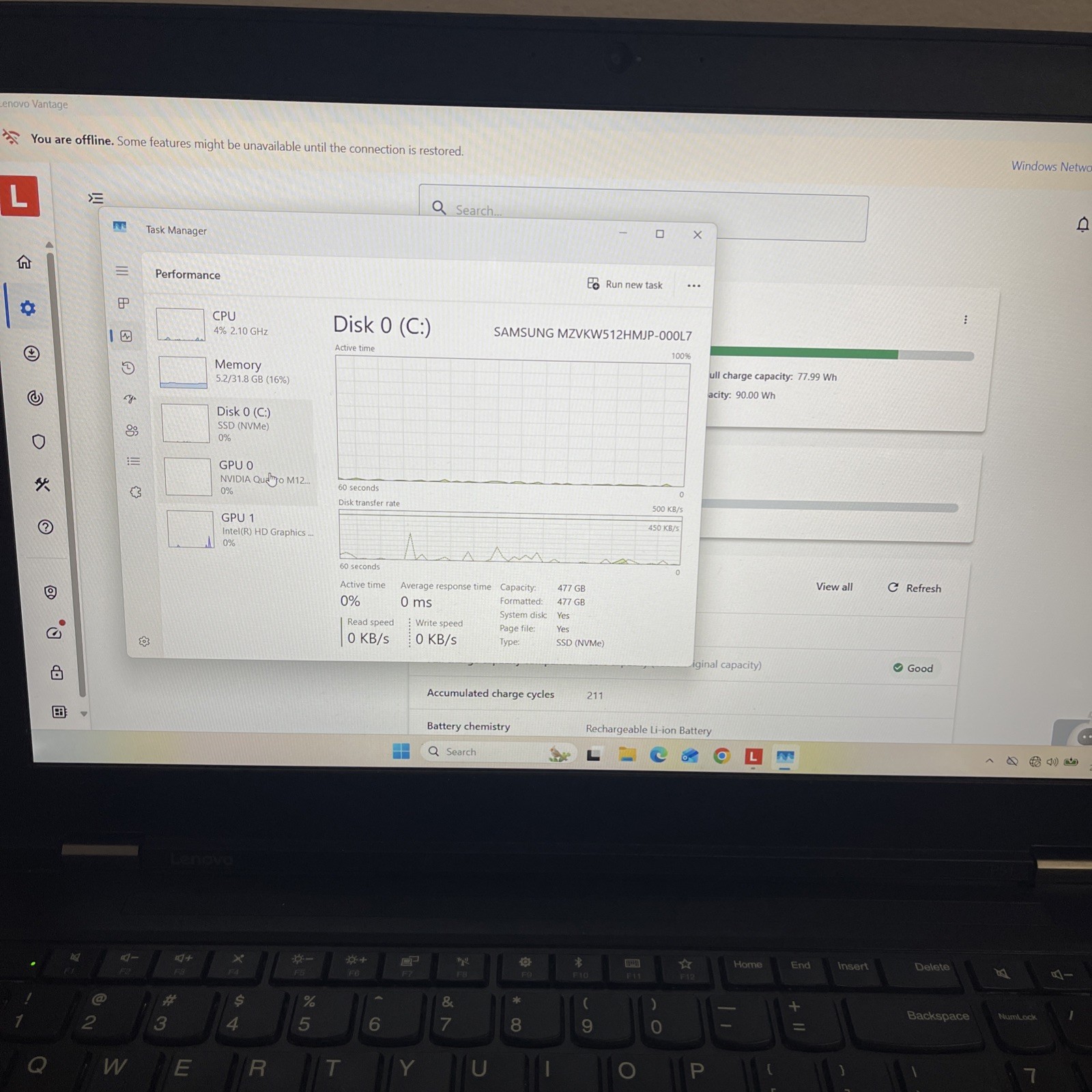 Lenovo ThinkPad P51 i7-7700HQ 32GB 500GB NVMe Quadro M1200 FHD Win11 Pro