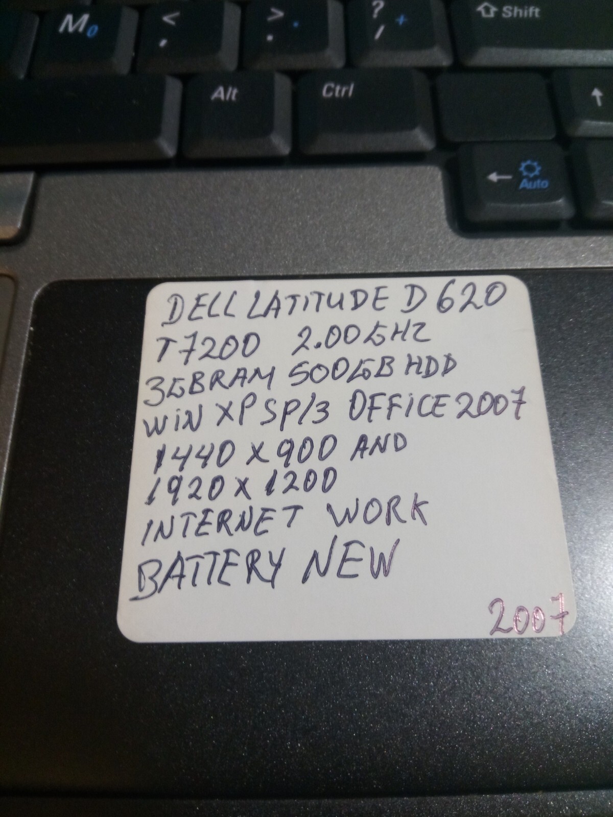 DELL LATITUDE D620 T7200 2.00GHZ 3GBRAM 500GBHDD WINXPSP/3 1440×900 office2007