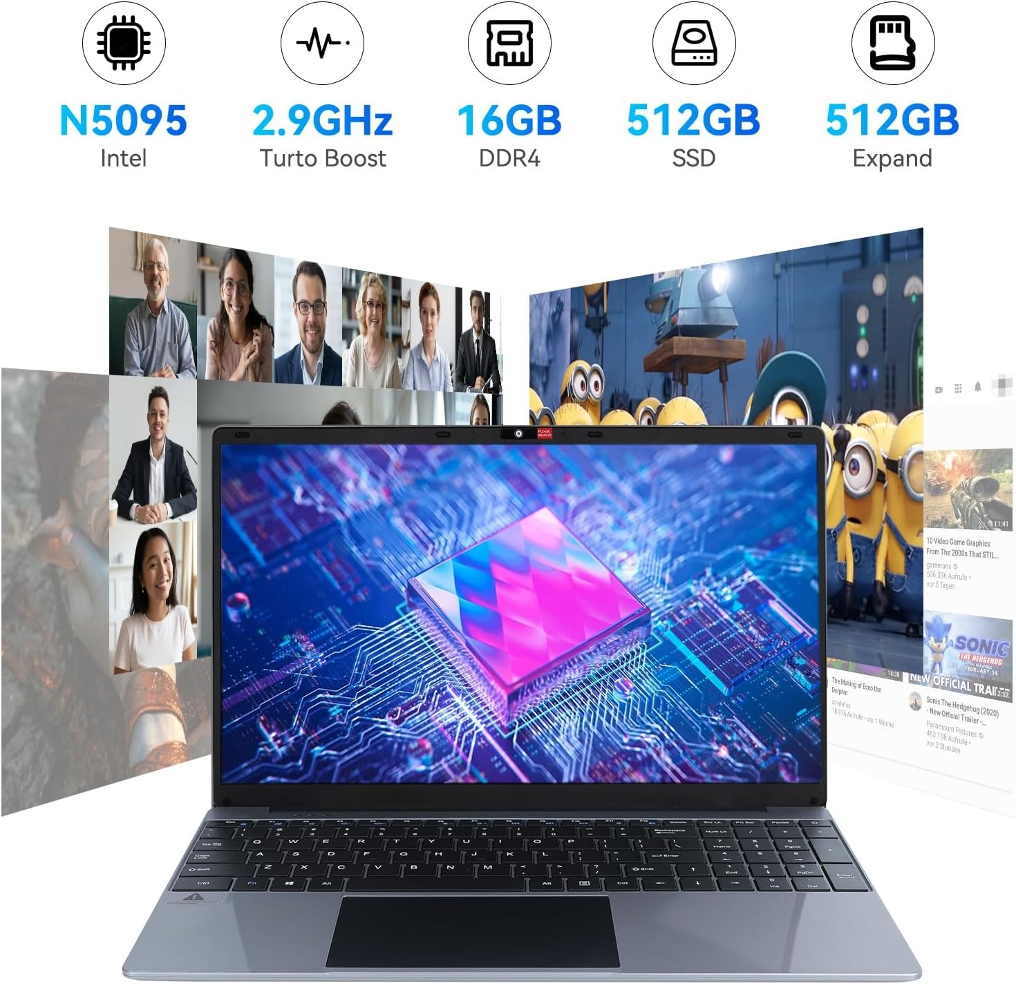 Geviar LT1505 15.6″ FHD Laptop Intel Celeron N5095 16GB 512GB Win11H